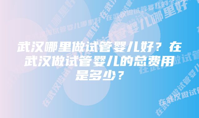 武汉哪里做试管婴儿好？在武汉做试管婴儿的总费用是多少？