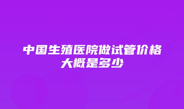 中国生殖医院做试管价格大概是多少