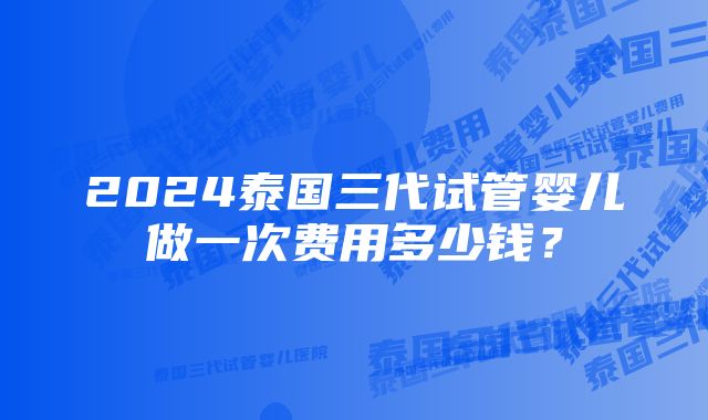 2024泰国三代试管婴儿做一次费用多少钱？