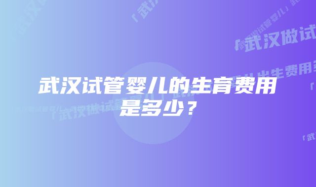 武汉试管婴儿的生育费用是多少？