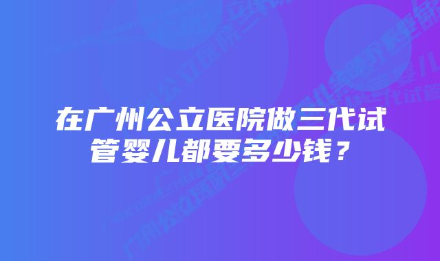 在广州公立医院做三代试管婴儿都要多少钱？