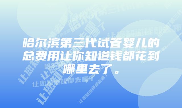 哈尔滨第三代试管婴儿的总费用让你知道钱都花到哪里去了。