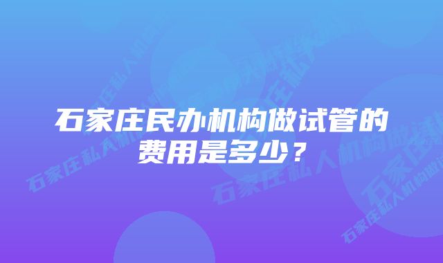 石家庄民办机构做试管的费用是多少？