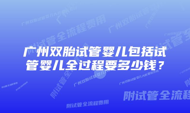 广州双胎试管婴儿包括试管婴儿全过程要多少钱？