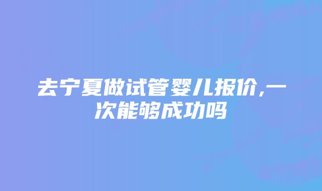 去宁夏做试管婴儿报价,一次能够成功吗