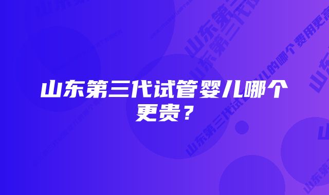 山东第三代试管婴儿哪个更贵？