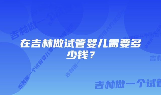 在吉林做试管婴儿需要多少钱？