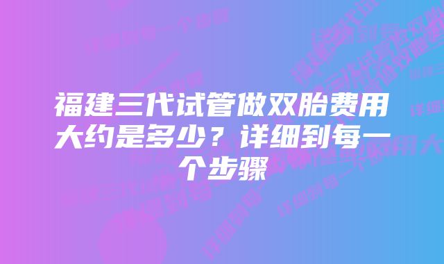 福建三代试管做双胎费用大约是多少？详细到每一个步骤