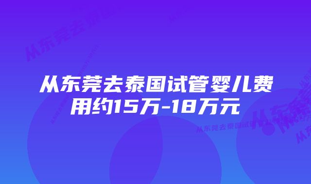 从东莞去泰国试管婴儿费用约15万-18万元