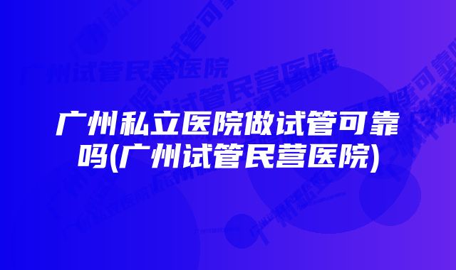 广州私立医院做试管可靠吗(广州试管民营医院)