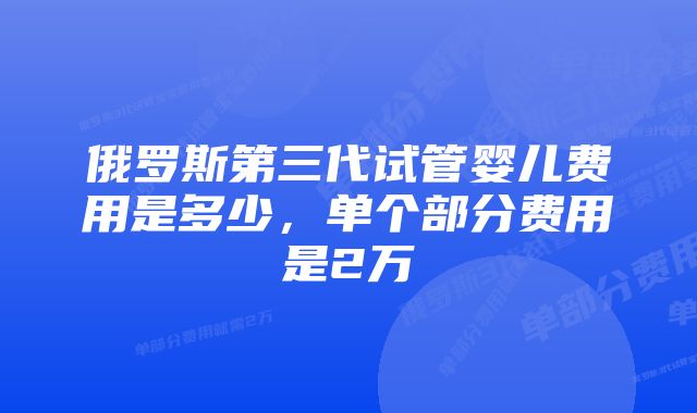 俄罗斯第三代试管婴儿费用是多少，单个部分费用是2万