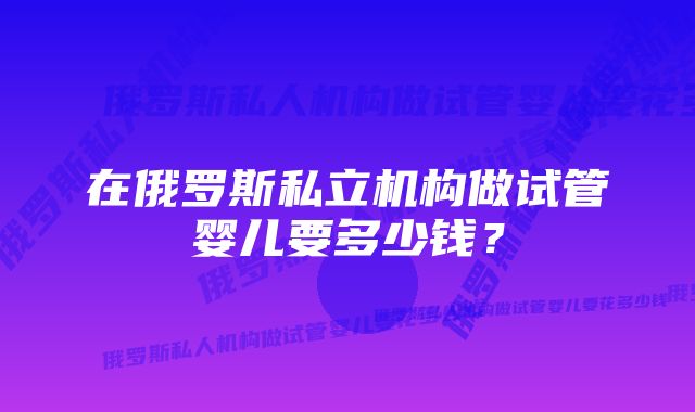 在俄罗斯私立机构做试管婴儿要多少钱？