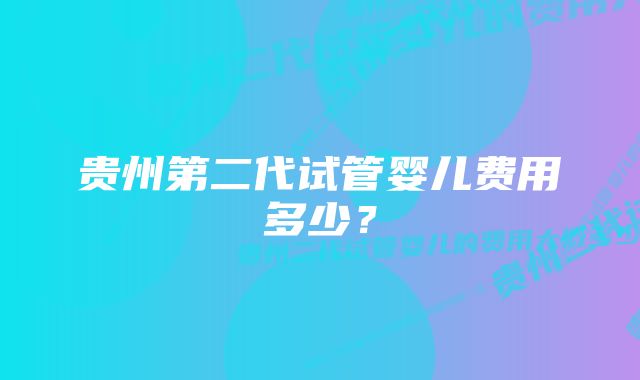 贵州第二代试管婴儿费用多少？