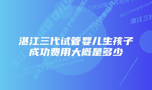 湛江三代试管婴儿生孩子成功费用大概是多少