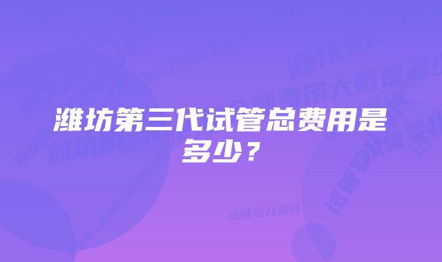 潍坊第三代试管总费用是多少？