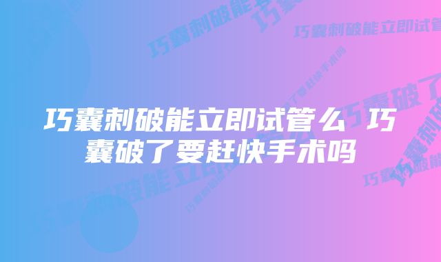 巧囊刺破能立即试管么 巧囊破了要赶快手术吗