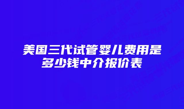 美国三代试管婴儿费用是多少钱中介报价表