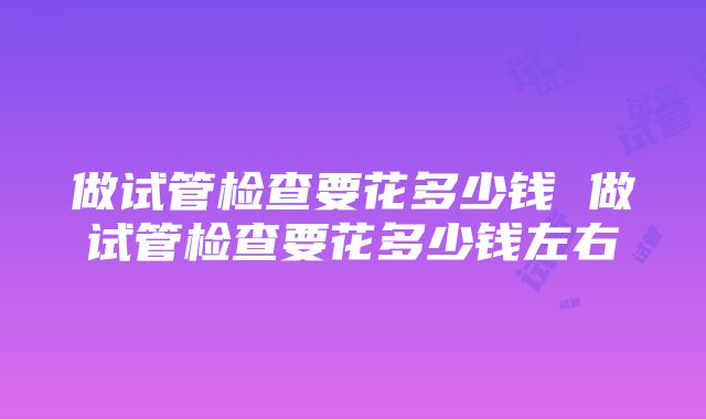 做试管检查要花多少钱 做试管检查要花多少钱左右