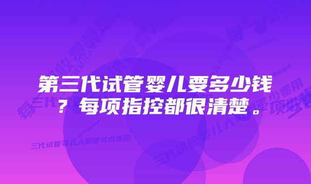 第三代试管婴儿要多少钱？每项指控都很清楚。