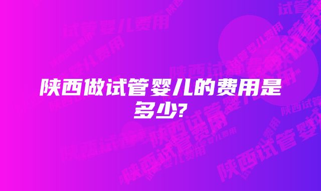 陕西做试管婴儿的费用是多少?