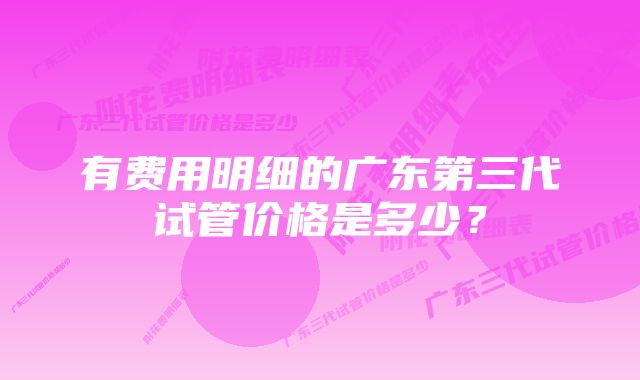 有费用明细的广东第三代试管价格是多少？