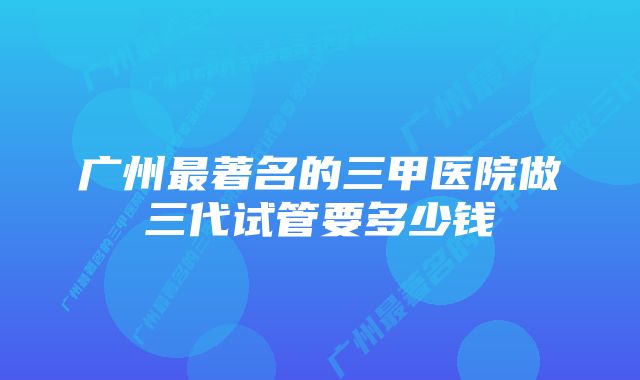 广州最著名的三甲医院做三代试管要多少钱