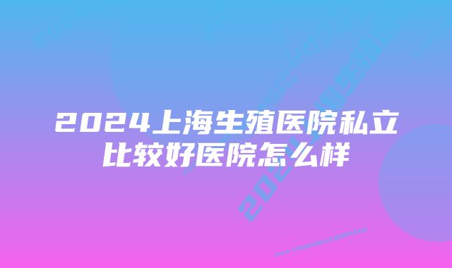 2024上海生殖医院私立比较好医院怎么样