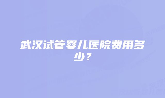 武汉试管婴儿医院费用多少？