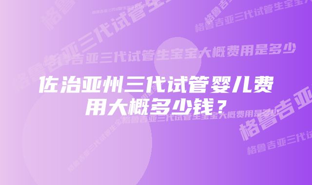 佐治亚州三代试管婴儿费用大概多少钱？