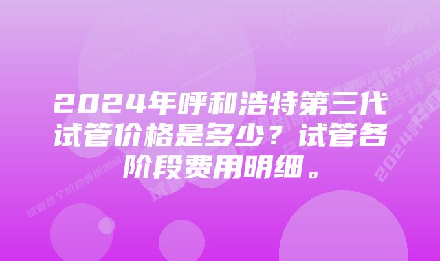 2024年呼和浩特第三代试管价格是多少？试管各阶段费用明细。