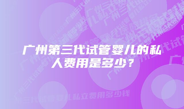 广州第三代试管婴儿的私人费用是多少？