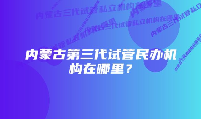 内蒙古第三代试管民办机构在哪里？