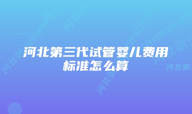 河北第三代试管婴儿费用标准怎么算