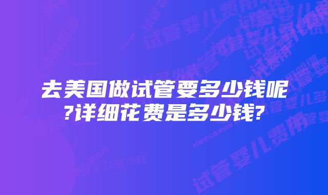 去美国做试管要多少钱呢?详细花费是多少钱?