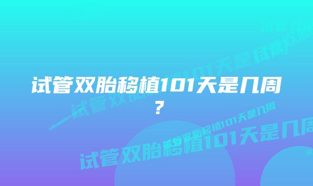 试管双胎移植101天是几周？