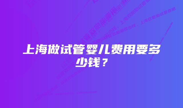 上海做试管婴儿费用要多少钱？