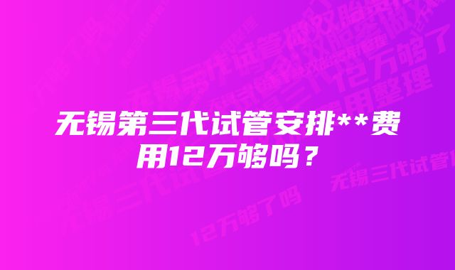 无锡第三代试管安排**费用12万够吗？