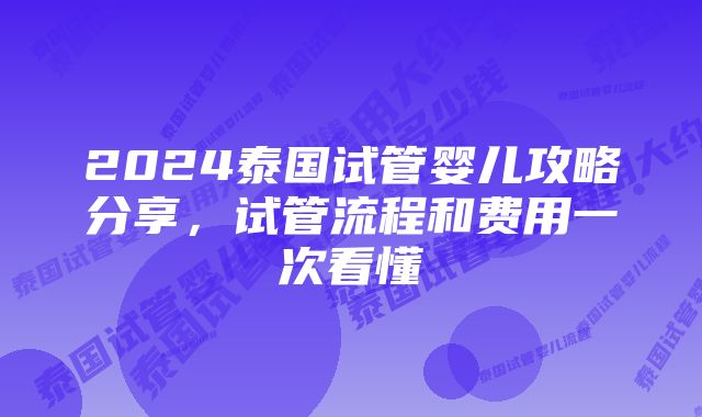 2024泰国试管婴儿攻略分享，试管流程和费用一次看懂