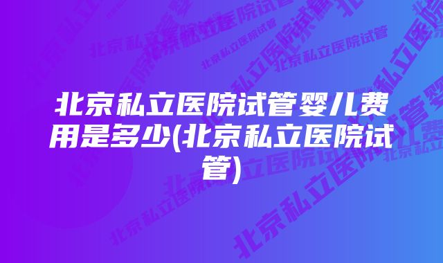 北京私立医院试管婴儿费用是多少(北京私立医院试管)