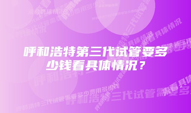 呼和浩特第三代试管要多少钱看具体情况？