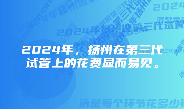 2024年，扬州在第三代试管上的花费显而易见。