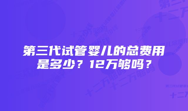 第三代试管婴儿的总费用是多少？12万够吗？