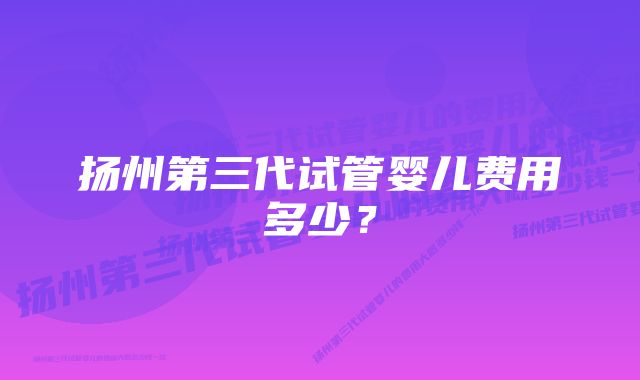 扬州第三代试管婴儿费用多少？