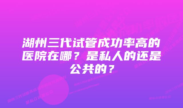 湖州三代试管成功率高的医院在哪？是私人的还是公共的？