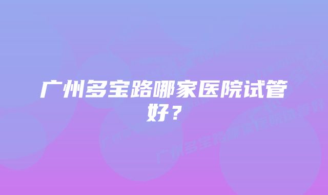 广州多宝路哪家医院试管好？