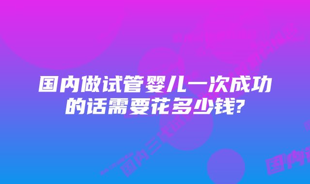 国内做试管婴儿一次成功的话需要花多少钱?