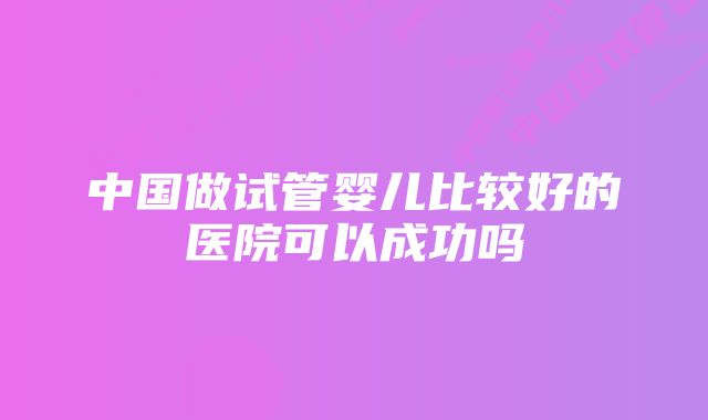 中国做试管婴儿比较好的医院可以成功吗