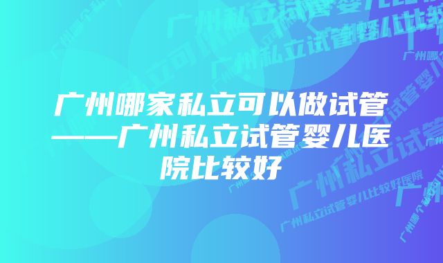 广州哪家私立可以做试管——广州私立试管婴儿医院比较好