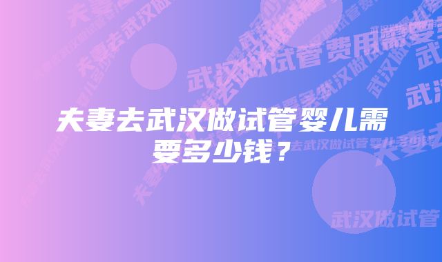 夫妻去武汉做试管婴儿需要多少钱？