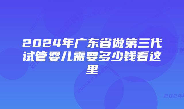 2024年广东省做第三代试管婴儿需要多少钱看这里